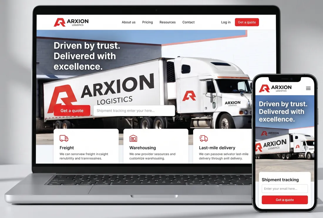 Arxion Logistics company website on laptop and phone